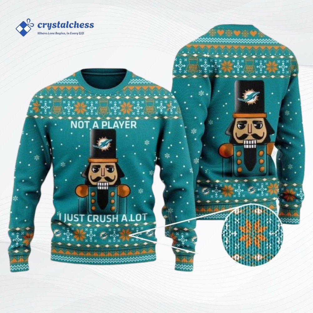 Miami Dolphins Not A Player I Just Crush Alot Ugly Christmas Sweater, Dolphins Clothing