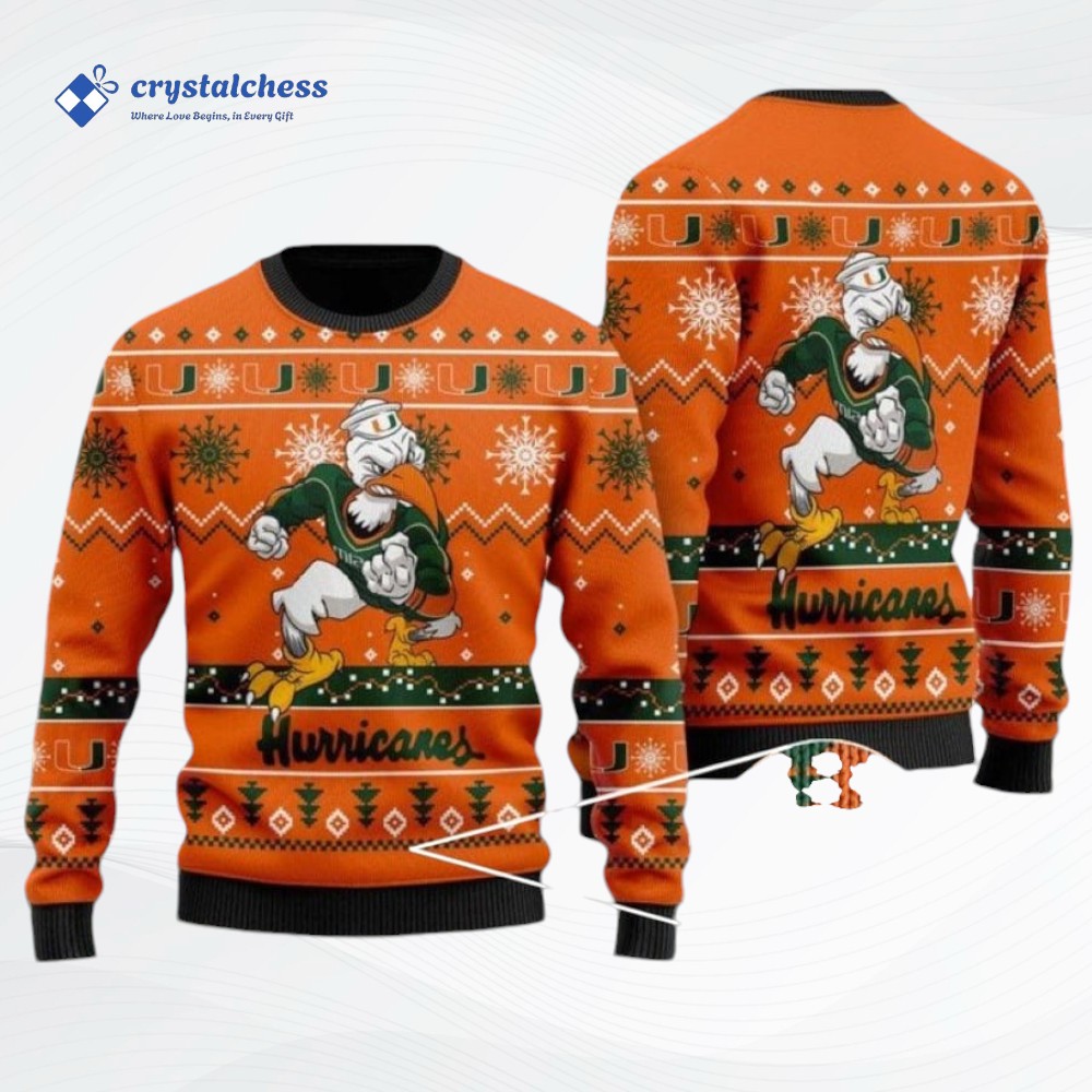 Miami Hurricanes Football Ugly Christmas Sweater, Miami Hurricanes Merch